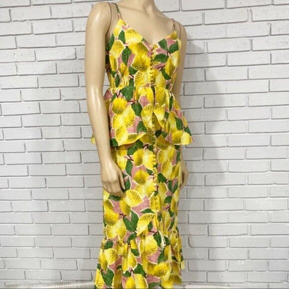Farm Rio Fresh Lemons Ruffle Midi Dress - Picture 11 of 13